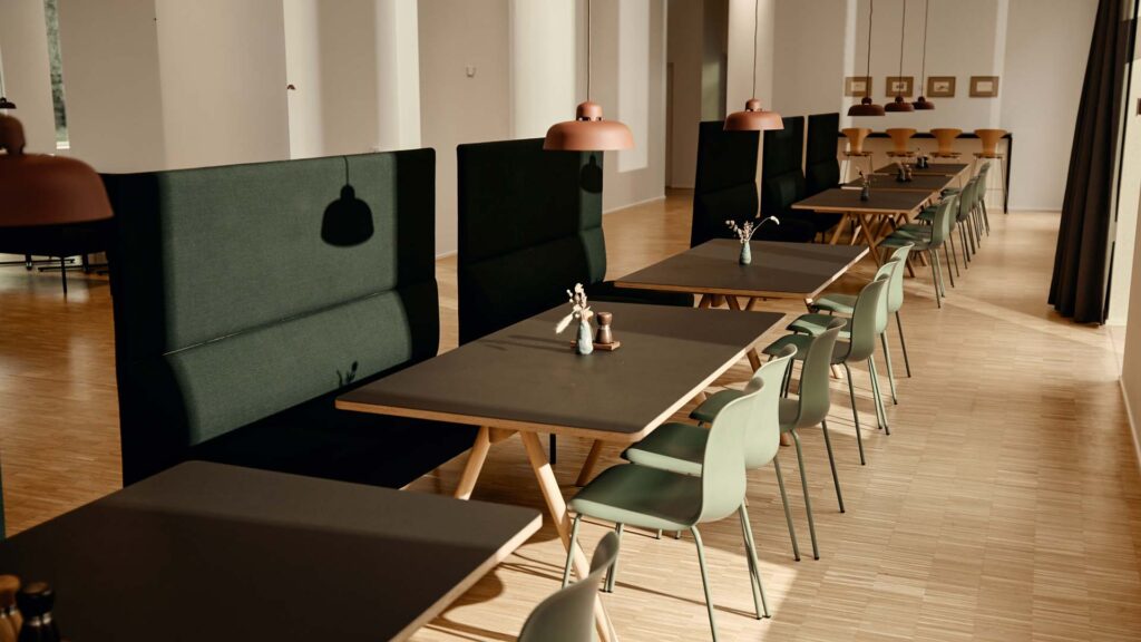 Kantine med lækker indretning i café-stil